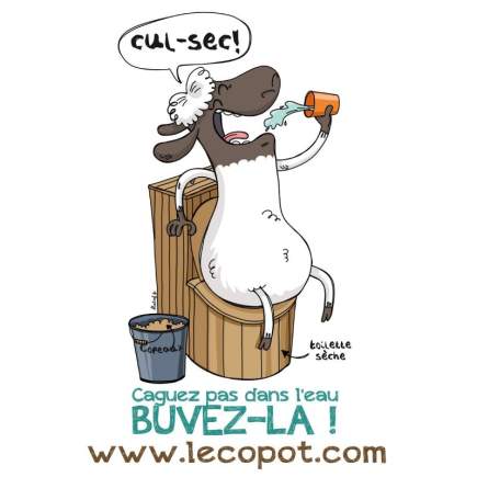 Autocollant Lécopot "Caguez pas dans l'eau, buvez là !"