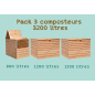 Pack 3 Composteurs en bois Douglas 3200 litres Pack 3 Composteurs en bois Douglas 3200 litres