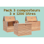 Pack 3 Composteurs en bois Douglas 3 x 1200 litres Pack 3 Composteurs en bois Douglas 3 x 1200 litres